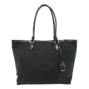Prada Logo Jacquard Tote Bag black canvas leather trim